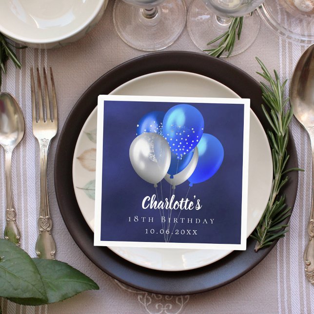 Birthday navy blue balloons napkin (Creator Uploaded)