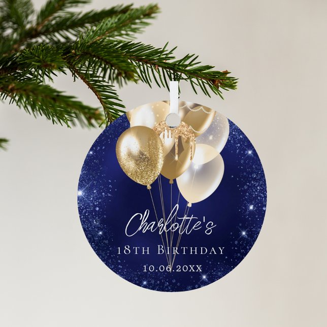 Birthday navy blue glitter gold balloons metal tree decoration (Creator Uploaded)