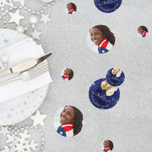 Birthday navy blue glitter gold balloons photo confetti