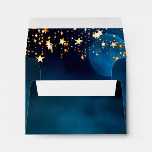 Birthday Navy Blue gold Stars Envelope