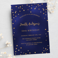 Birthday navy blue gold stars party luxury