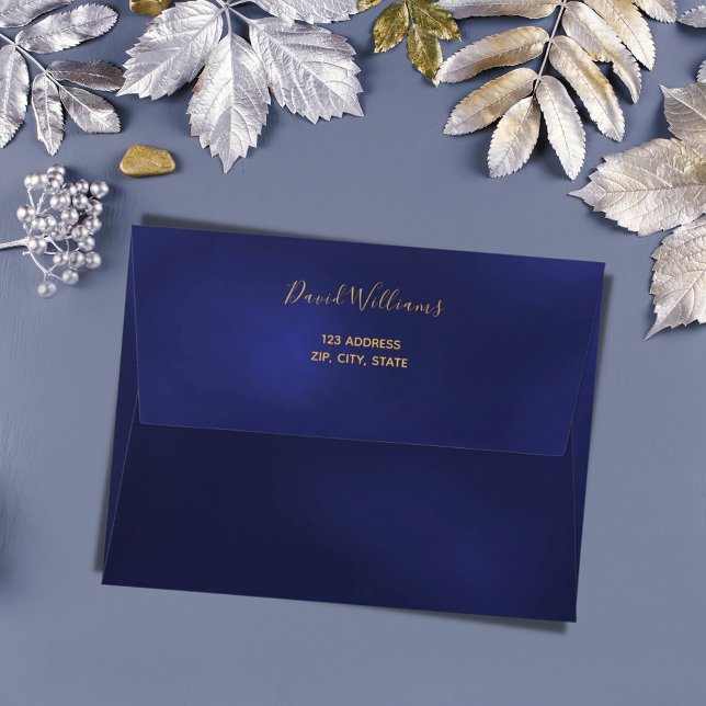 Birthday navy blue golden confetti envelope (Creator Uploaded)