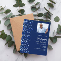 Birthday navy blue photo confetti luxury