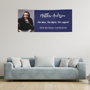 Birthday navy blue photo man myth legend banner