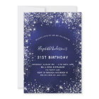 Birthday navy blue silver glitter dust glam
