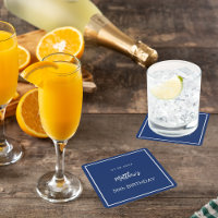 Birthday navy blue white minimalist men guy