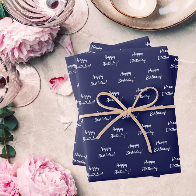 Birthday navy blue white wrapping paper sheet (Creator Uploaded)