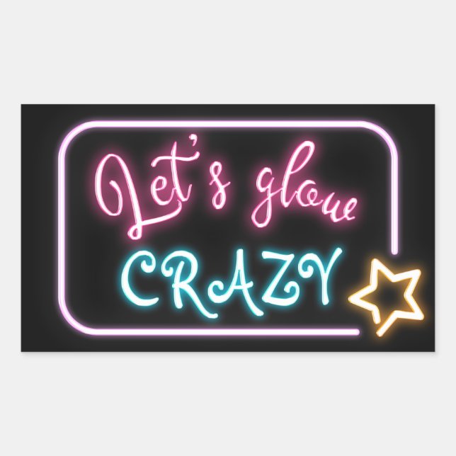 Birthday Neon Glow Sign Rectangular Sticker (Front)