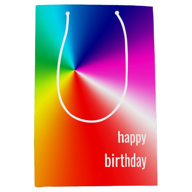 Birthday Neon Rainbow Spectrum Medium Gift Bag (Front)