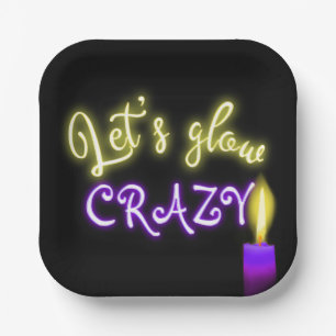 Birthday Neon Sign with Candle Paper Plate