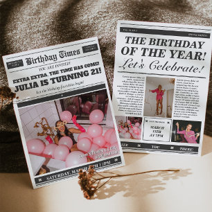 Birthday Newspaper Invitation 21st Birthday Invite