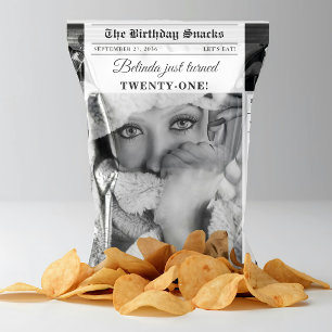Birthday Newspaper Photo Cover Chip Bag Wrapper