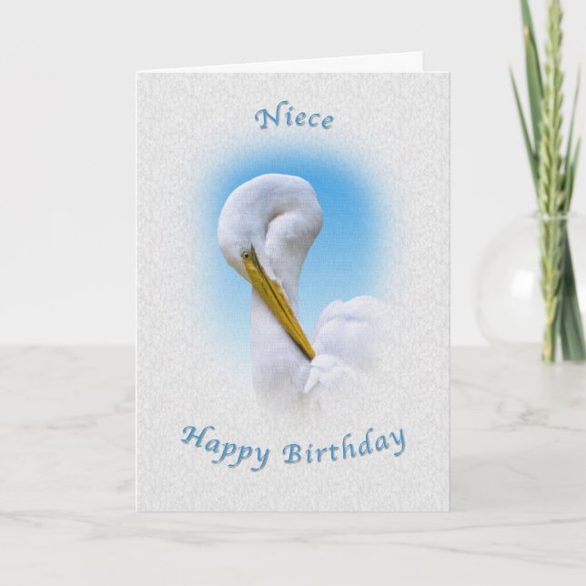 Birthday, Niece,  Great Egret Bird Card (Front)
