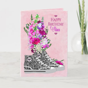 Birthday, Niece, Sneakers black/White Card