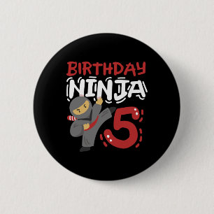 Birthday Ninja 5 Years Old Karate Kids 5th Birthda 6 Cm Round Badge
