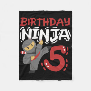 Birthday Ninja 5 Years Old Karate Kids 5th Birthda Fleece Blanket