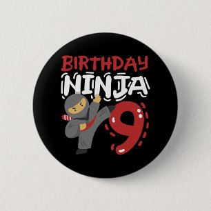 Birthday Ninja 9 Years Old Karate Kids 9th Birthda 6 Cm Round Badge