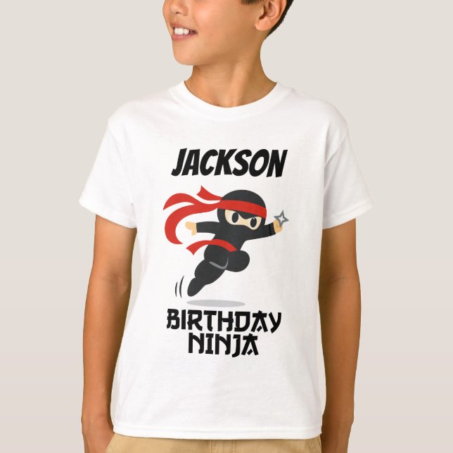 Birthday Ninja Custom Name Party T-Shirt (Front)