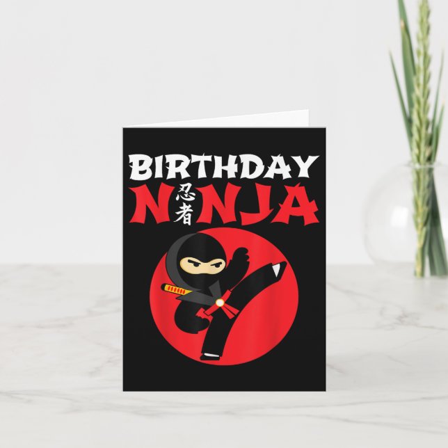 Birthday Ninja - Kids Ninja Birthday Party - Birth Card (Front)
