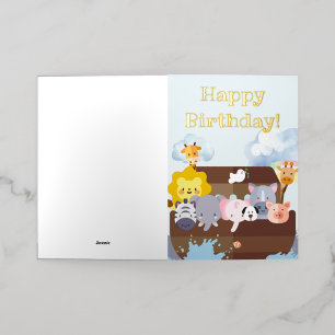 Birthday Noah's Ark Foil Greeting Card