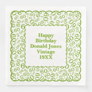 Birthday Number Pattern Scallops Green/White Napkin