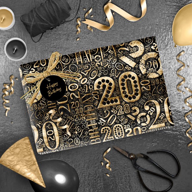 Birthday Number Word Cloud Twenty C ID270 Wrapping Paper (Creator Uploaded)