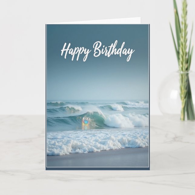 Birthday Ocean Waves Card (Front)