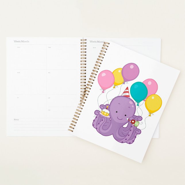 Birthday Octopus with Balloons and Cupcake Planner (Creator Uploaded)