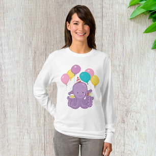 Birthday Octopus Womens Long-Sleeve T-Shirt