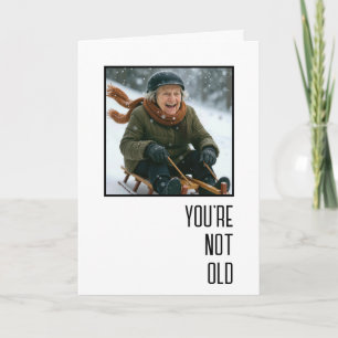 Birthday Old Lady Sledding Downhill Card