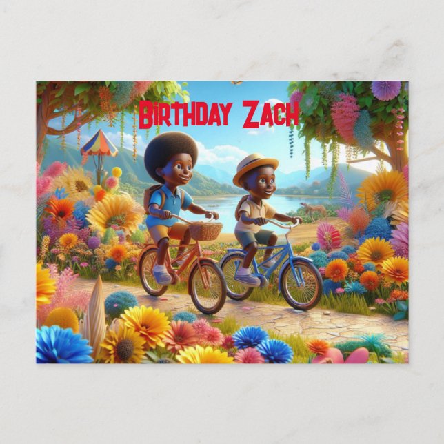 Birthday on a Bike Invitation Postcard (Front)