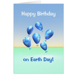 Birthday on Earth Day World Balloons Card