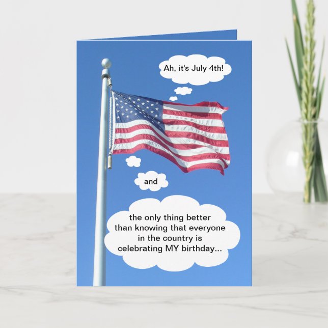Birthday on July 4th Card (Front)