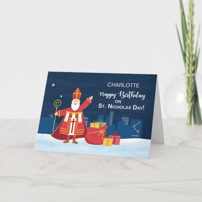 Birthday on St. Nicholas Day Filled Simple Joy Card (Front)