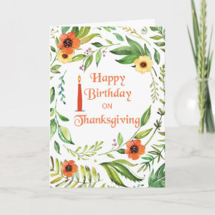 Birthday on Thanksgiving Wreath Card