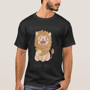 Birthday One Wild Lion Animals Celebration Boy Gir T-Shirt