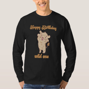 Birthday One Wild Lion Animals Celebration Boy Gir T-Shirt