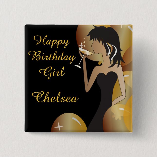 Birthday or Bachelorette Party Diva Princess Girl 15 Cm Square Badge (Front)