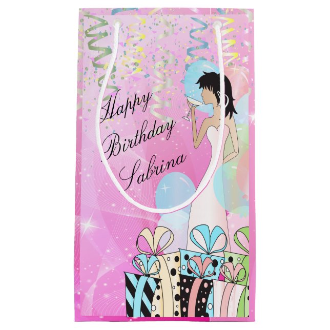 Birthday or Bachelorette Party Diva Princess Girl Small Gift Bag (Front)