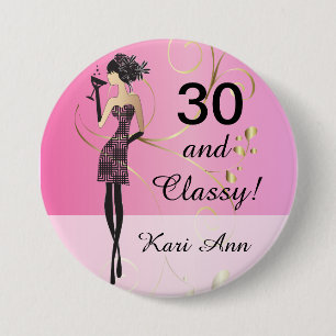 Birthday or Bachelorette Party   Pink   DIY Text 7.5 Cm Round Badge