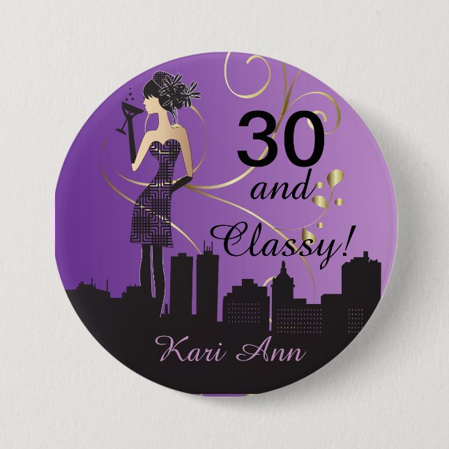 Birthday or Bachelorette Party | Purple | DIY Text 7.5 Cm Round Badge (Front)