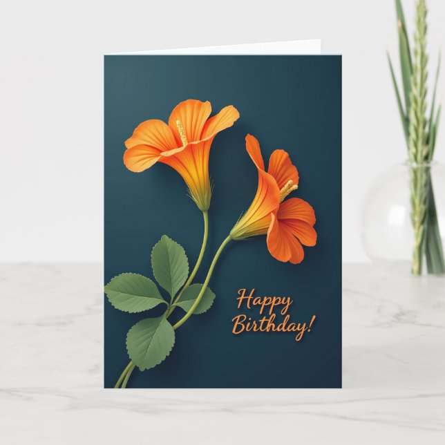 Birthday Orange Bloom Card (Front)