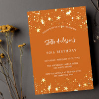 Birthday orange gold stars modern