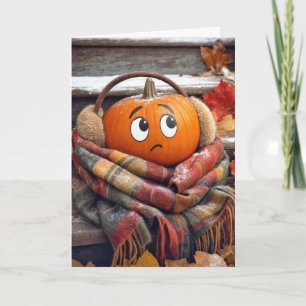 Birthday Orange Pumpkin in a Cosy Scarf Card