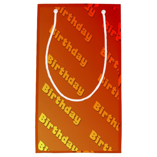 Birthday (orange) small gift bag (Front)