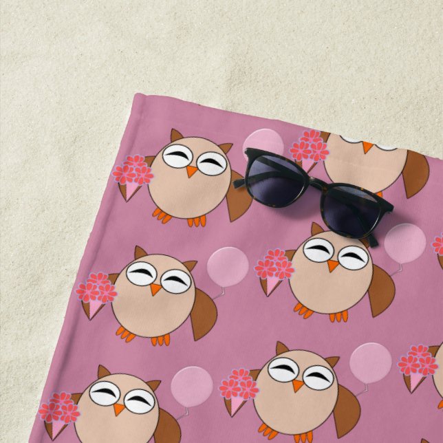 Birthday Owl Beach Towel (In Situ)