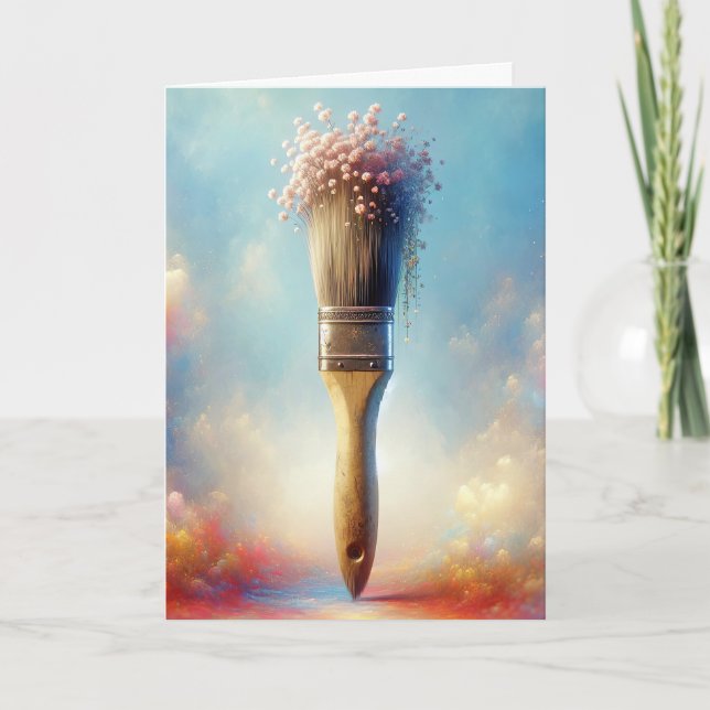 Birthday Paintbrush With Baby's Breath Card (Front)