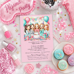 Birthday Pajama Party Girls Slumber Invitation