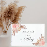 Birthday pampas grass rose gold blush floral  guest book<br><div class="desc">For an elegant and modern 21st (or any age) birthday party. A chic white background. Decorated with rose gold,  blush pink florals,  pampas grass. Personalise and add a name and date.  
Spine: add your own text.</div>