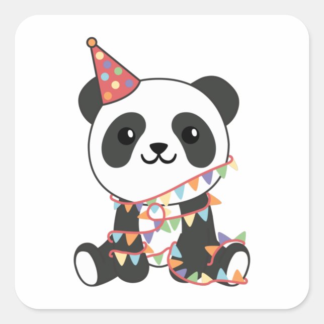Birthday Panda For Kids A Birthday Square Sticker (Front)